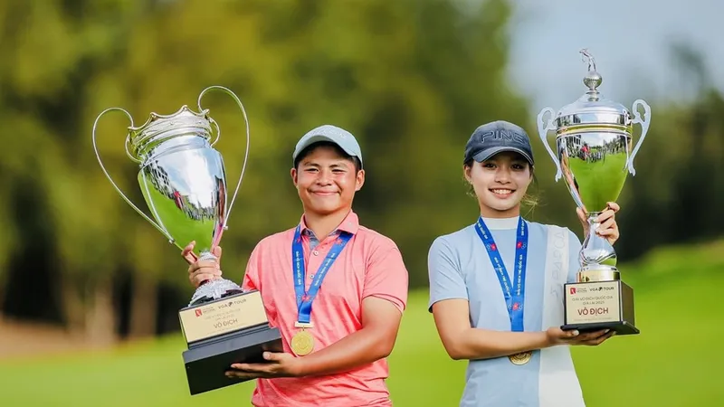 Tuấn Anh và Chúc An sẽ trong thành phần đội tuyển golf dự Đại hội thể thao trẻ châu Á 2025. Ảnh: VGA