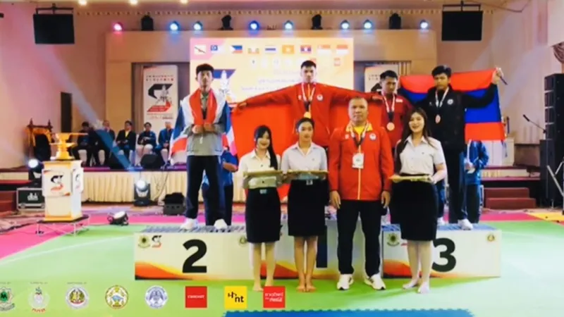 VĐV pencak silat Việt Nam giành HCV tại giải vô địch Đông Nam Á 2025. Ảnh: BTC