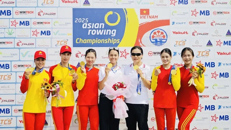 Đội tuyển rowing Việt Nam giành thêm HCV vào ngày cuối tại giải vô địch châu Á 2025. Ảnh: VSF