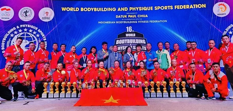 Đội tuyển thể hình Việt Nam có 10 HCV tại giải vô địch thế giới 2025. Ảnh: VBWF