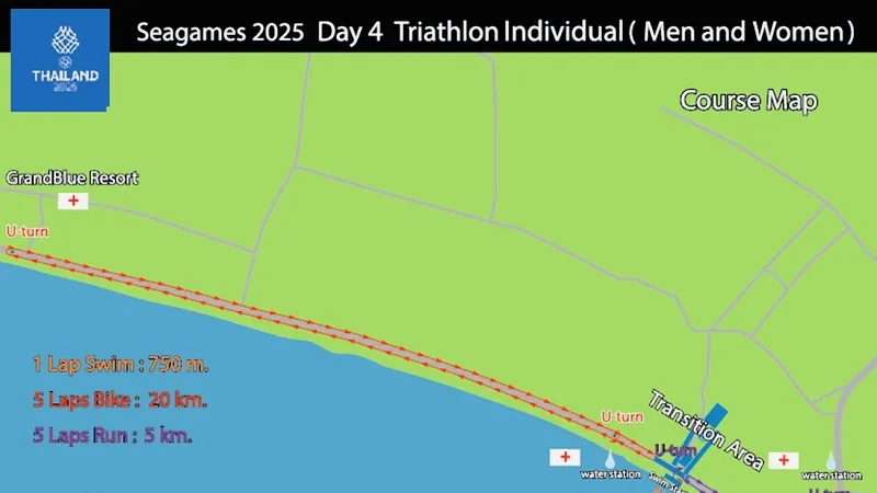 Một trong những lộ trình thi đấu nội dung triathlon cá nhân nam, nữ đã được công bố ở môn triathlon SEA Games 33-2025. Ảnh: MINH CHIẾN