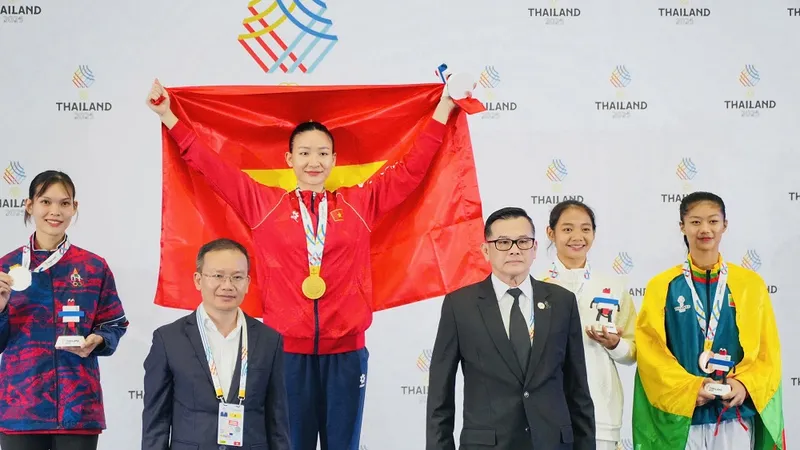 Hoàng Thị Mỹ Tâm đã có tấm HCV tại SEA Games 33-2025. Ảnh: DŨNG PHƯƠNG