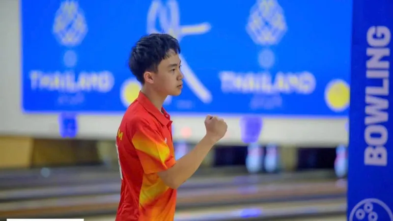 Tuyển thủ Trần Hoàng Khôi giành HCV nội dung cá nhân nam tại SEA Games 33-2025. Ảnh: SGThailand2025
