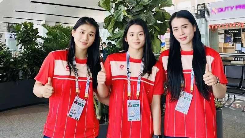 3 chị em gái Mỹ Trang, Mỹ Linh, Mỹ Hạnh tham dự SEA Games 33-2025 tại Thái Lan. Ảnh: M.TRANG