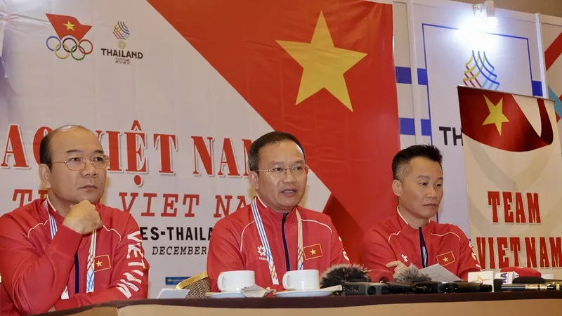 Lãnh đạo Đoàn thể thao Việt Nam đã có những đánh giá sơ bộ về các kết quả đạt được tới thời điểm này. Ảnh: DŨNG PHƯƠNG