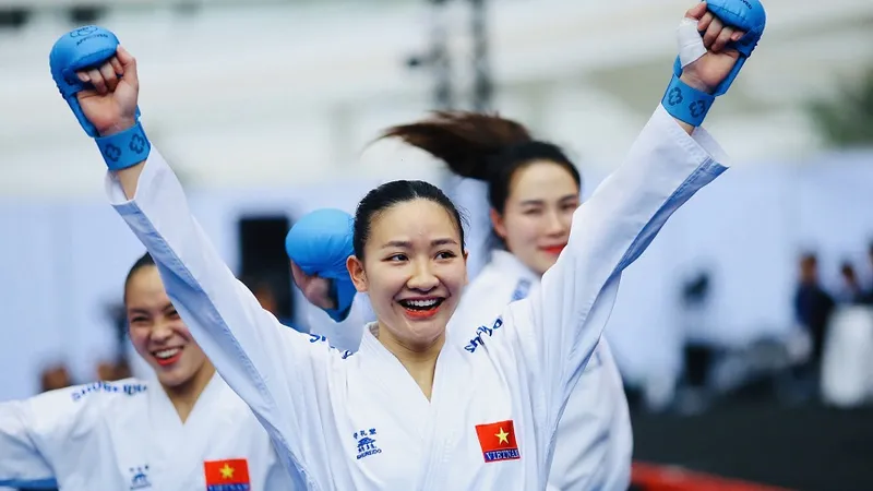 Võ sĩ karate Việt Nam sẽ có cơ hội thi đấu giải vô địch Đông Nam Á 2026 trên sân nhà vào tháng 7 tới đây. Ảnh: DŨNG PHƯƠNG