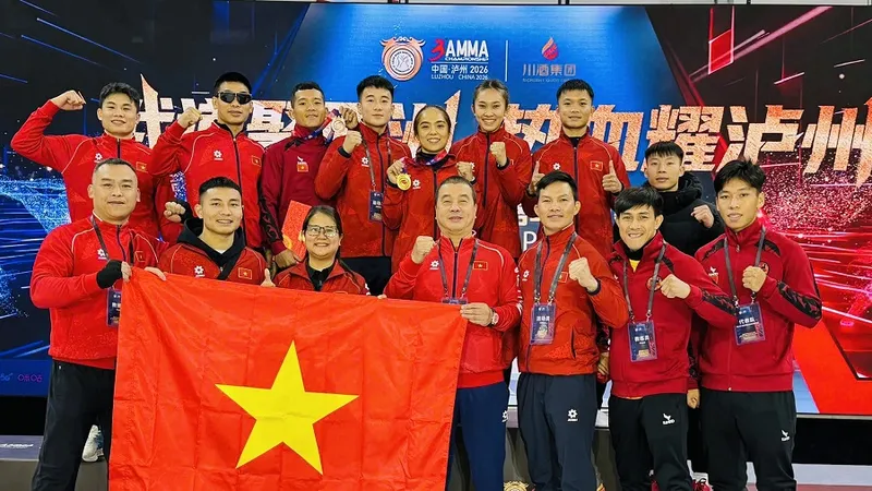 Đội tuyển võ thuật tổng hợp Việt Nam thi đấu giải vô địch châu Á 2026. Ảnh: TỐNG HÒA