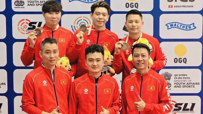 Xạ thủ Việt Nam giành thành tích tại giải vô địch súng ngắn, súng trường châu Á 2026. Ảnh: MINH MINH