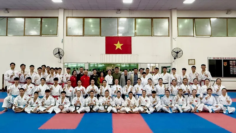 Đội tuyển karate Việt Nam năm 2026 tự tin chuẩn bị chuyên môn hướng tới nhiệm vụ ASIAD 20. Ảnh: MINH CHIẾN