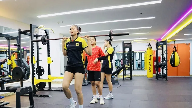 Cầu thủ VTV Bình Điền Long An đang tập huấn tại Hà Nội. Ảnh: VTVBĐLA