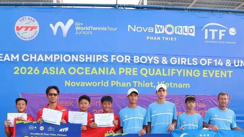 Đội quần vợt U14 nam Việt Nam đã vượt qua vòng sơ loại để vào vòng loại chính sắp tới. Ảnh: VTF