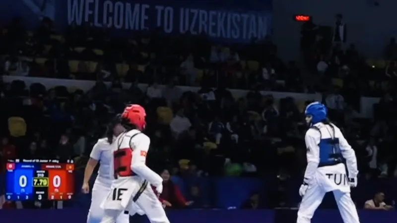 Võ sĩ Thu Huyền của Việt Nam tranh tài tại Uzbekistan vừa qua. Ảnh: WTF