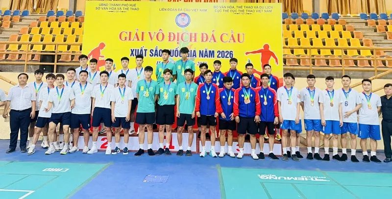 Cầu thủ đá cầu TPHCM giành tấm HCV nội dung đồng đội đội tuyển nam tại giải năm nay. Ảnh: MINH MINH