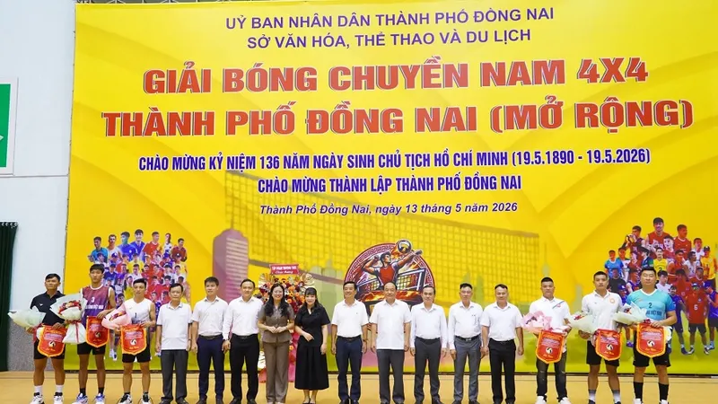 Giải bóng chuyền nam 4x4 thành phố Đồng Nai mở rộng năm 2026 đã được khởi tranh. Ảnh: SAO VÀNG VN