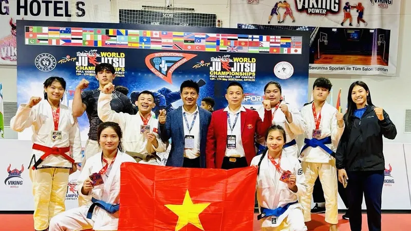 Đội tuyển jujitsu Việt Nam đứng nhất toàn đoàn tại Thổ Nhĩ Kỳ năm nay. Ảnh: TIẾN BÙI