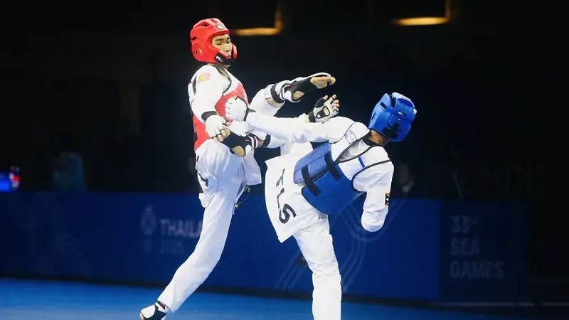 Võ sĩ taekwondo đối kháng Việt Nam không thành công tại giải châu Á 2026. Ảnh: DŨNG PHƯƠNG