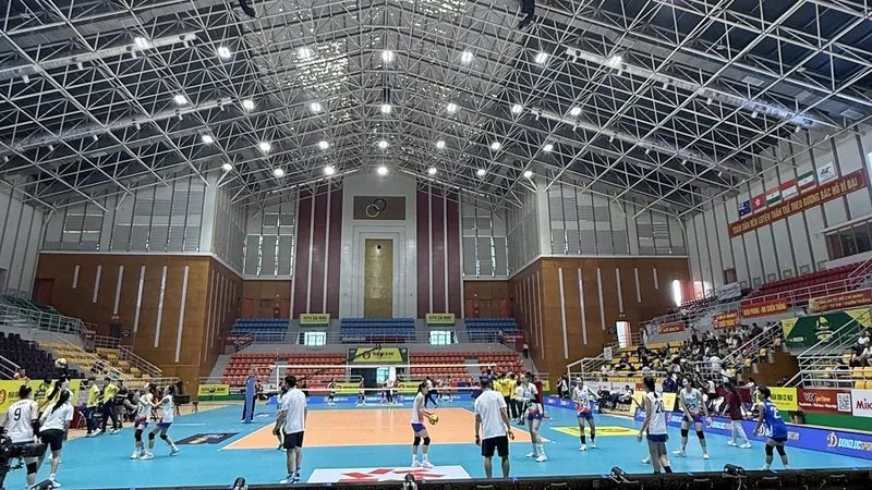 Nhà thi đấu Đông Anh (Hà Nội) sẽ là nơi tổ chức chặng thứ nhất giải SEA V.League 2026. Ảnh: MINH CHIẾN