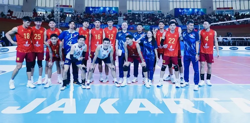 Đội tuyển bóng chuyền nam Việt Nam đã chơi xuất sắc tại chặng thứ 2 giải SEA V.Cup 2026. Ảnh: SAVA