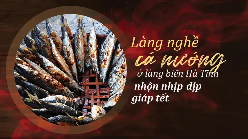 Chị Nguyễn Thị Thương (trú xã Thạch Kim) bên mẻ cá nướng của mình 