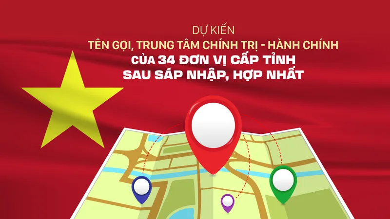 Dự kiến tên gọi và trung tâm chính trị - hành chính của 34 đơn vị cấp tỉnh sau sáp nhập