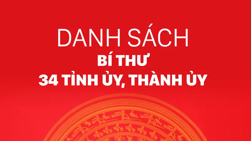Danh sách bí thư 34 tỉnh ủy, thành ủy