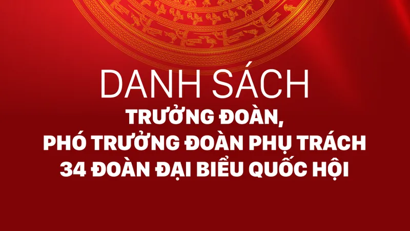 Danh sách trưởng đoàn, phó trưởng đoàn phụ trách 34 đoàn đại biểu Quốc hội