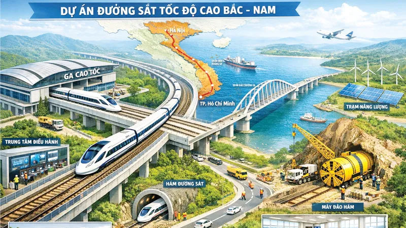 Mô hình dự án đường sắt tốc độ cao Bắc - Nam (Hình ảnh do Al tạo)