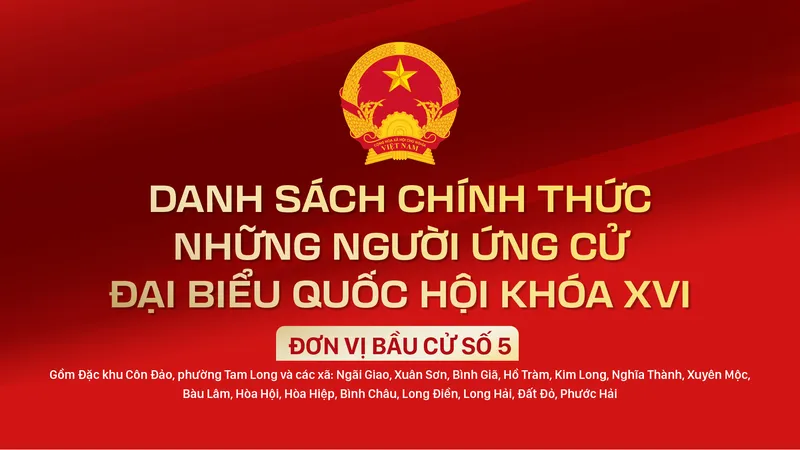 Danh sách chính thức những người ứng cử ĐBQH khóa XVI - Đơn vị bầu cử số 5