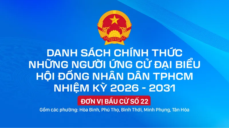 Danh sách chính thức những người ứng cử đại biểu HĐND TPHCM nhiệm kỳ 2026 - 2031 - Đơn vị bầu cử số 22