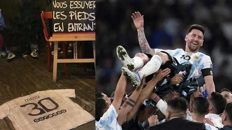 Áo Messi bị mang làm thảm chùi chân