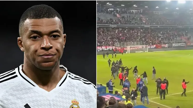 Mbappe bị chỉ trích dữ dội trong ngày SM Caen xuống hạng. Ảnh: Getty Images & X