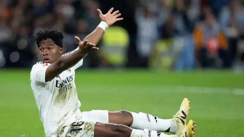Endrick mới đá vỏn vẹn 11 phút mùa này tại Real Madrid. Ảnh: Getty Images