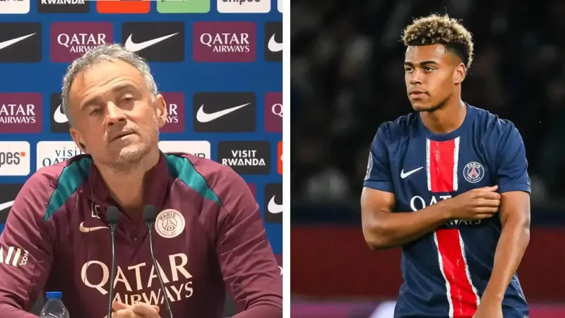 Luis Enrique động viên Desire Doue sau giai đoạn khó khăn. Ảnh: Getty Images