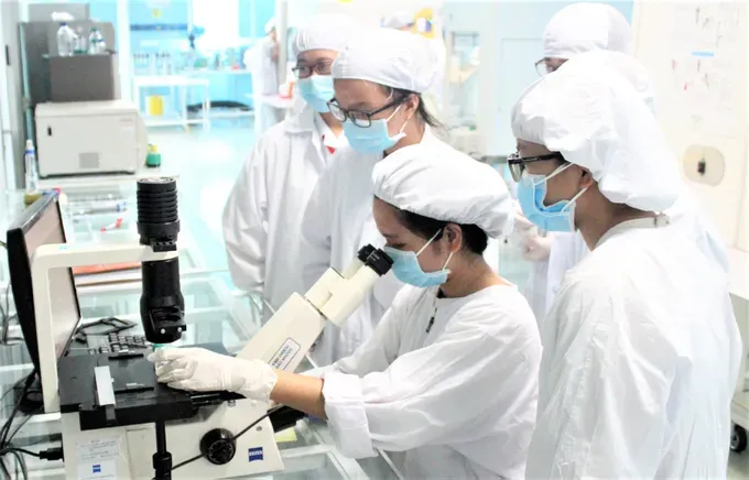 Biotechnology students at the University of Science (VNU-HCM) during a practical session 