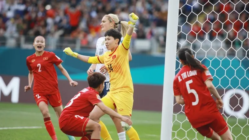 Thủ môn Kim Thanh trong đội hình ĐTVN tham dự World Cup nữ 2023. 