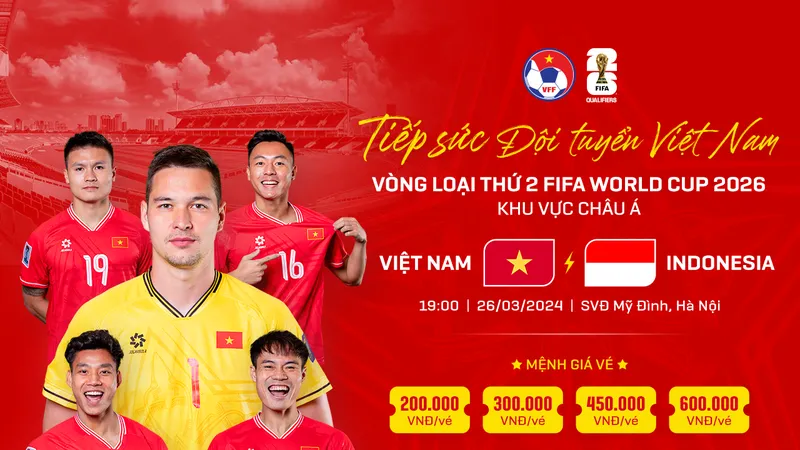 Giá vé cao nhất của trận Việt Nam - Indonesia là 600.000 đồng