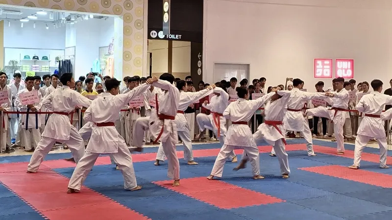VĐV đội tuyển Karate tỉnh Bình Dương tham gia biểu diễn chào mừng Khai mạc giải