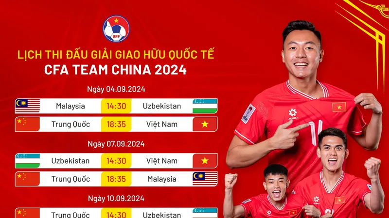 Lịch thi đấu của đội tuyển U22 Việt Nam tại CFA Team China 2024