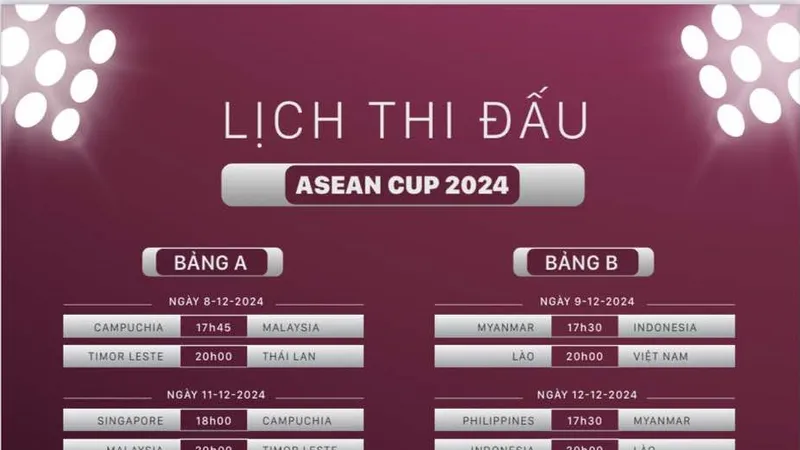 Lịch thi đấu ASEAN Cup 2024