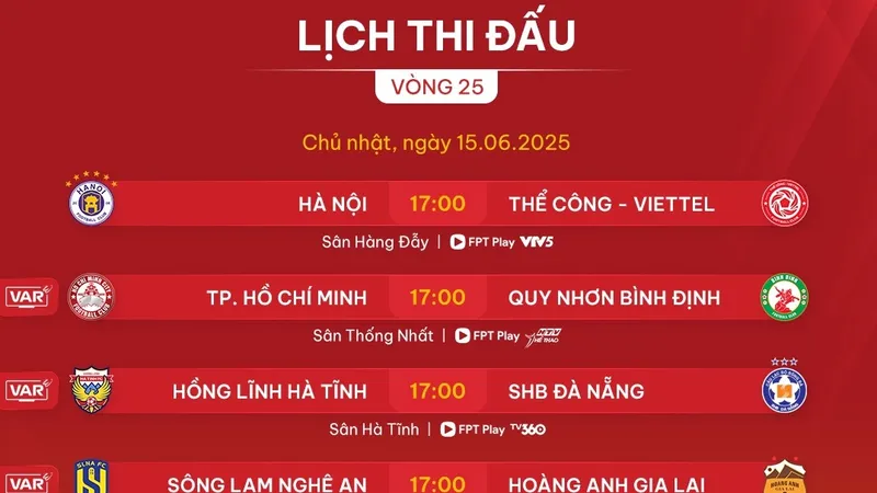 Lịch thi đấu vòng 25 V-League 2024-2025: 'Nối mạng' trên diện rộng