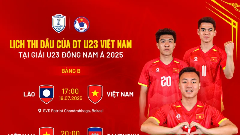 Lịch thi đấu của đội U22 Việt Nam tại giải U23 Đông Nam Á 2025