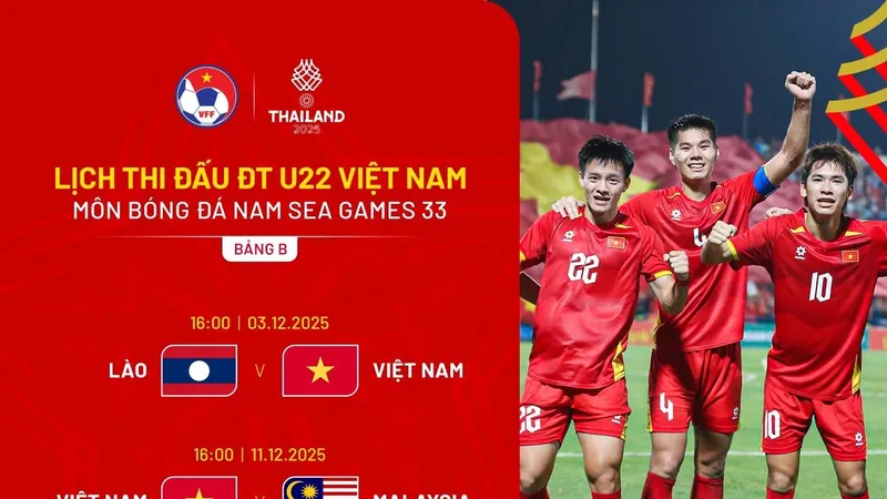 U22 Việt Nam có thuận lợi về số ngày nghỉ giữa hai trận gặp U22 Lào và U22 Malaysia.