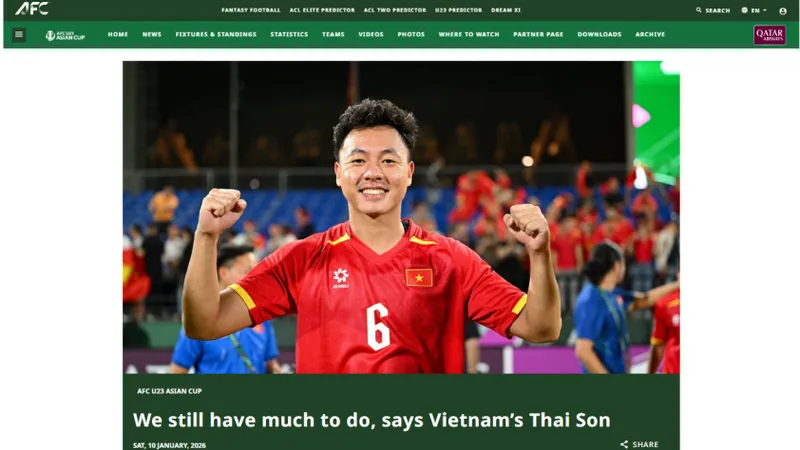 Tiền vệ Nguyễn Thái Sơn. Ảnh: AFC