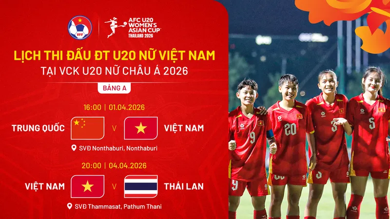 Lịch thi đấu VCK U20 nữ châu Á 2026