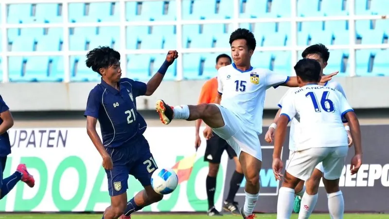 U17 Lào gây bất ngờ lớn khi thắng Thái Lan 3-2 để giành vé vào bán kết. Ảnh: ThailandNT
