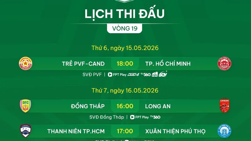 Lịch thi đấu vòng 19 giải hạng Nhất 2025-2026