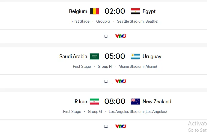 Lịch thi đấu World Cup 2026 ngày 16-6