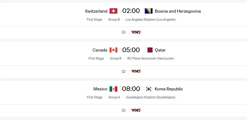 Lịch thi đấu ngày 19-6 World Cup 2026