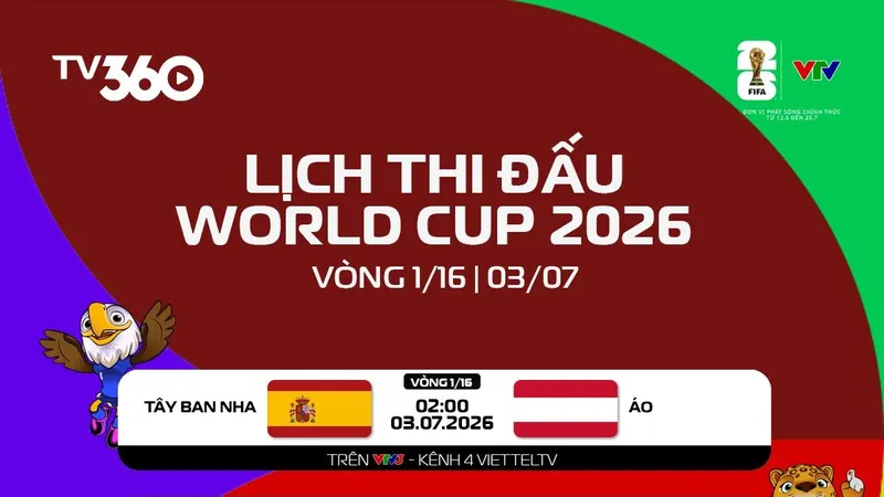 Lịch thi đấu ngày 3-7 World Cup 2026