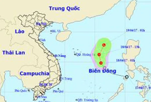 Trong 24 giờ tới, áp thấp nhiệt đới suy yếu dần thành một vùng áp thấp
